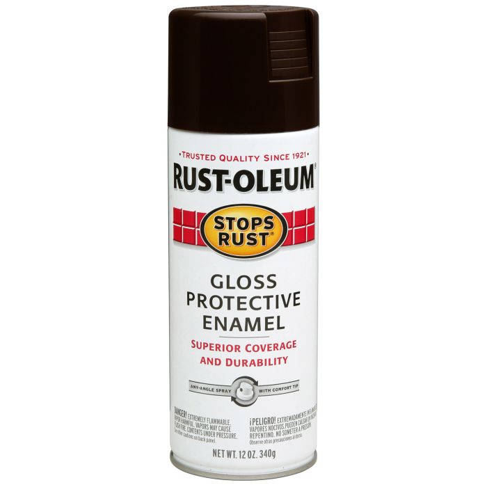 12 Oz Rust-Oleum 262661 Dark Walnut Stops Rust Protective Enamel Spray Paint, Gloss