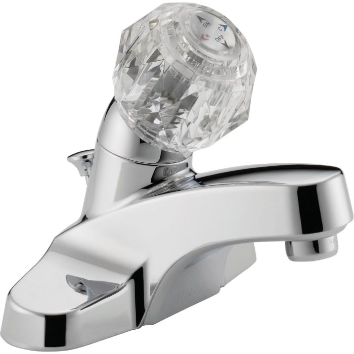Peerless Chrome 1-Handle Knob 4 In. Centerset Bathroom Faucet with Pop-Up