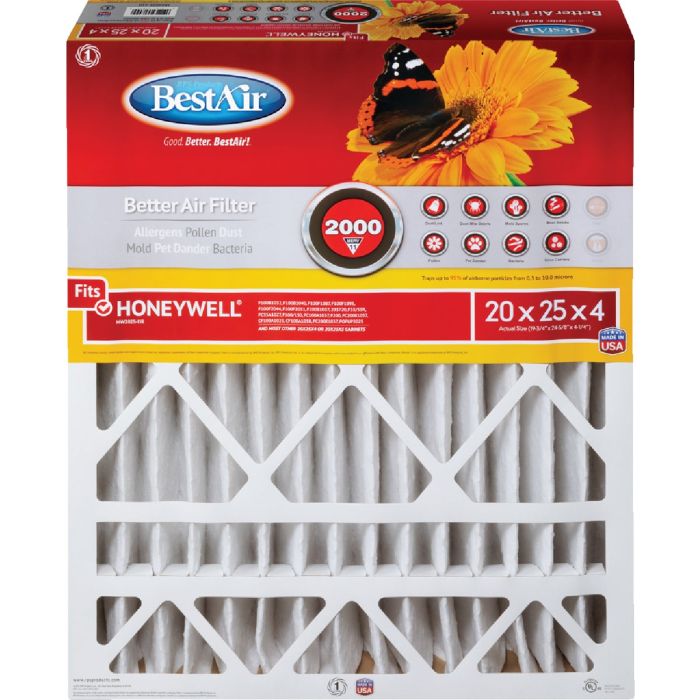 BestAir 20 In. x 25 In. x 4 In. Honeywell MERV 11 Deep Pleat Furnace Filter