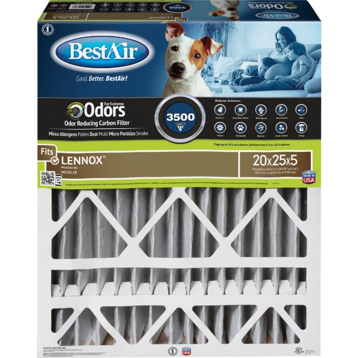 BestAir 20 In. x 25 In. x 5 In. Lennox MERV 13 Deep Pleat Furnace Filter