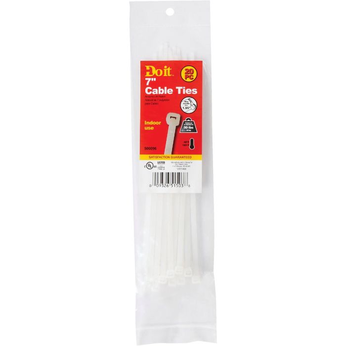 Do it 7 In. x 0.189 In. Natural Color Molded Nylon Cable Tie (20-Pack)