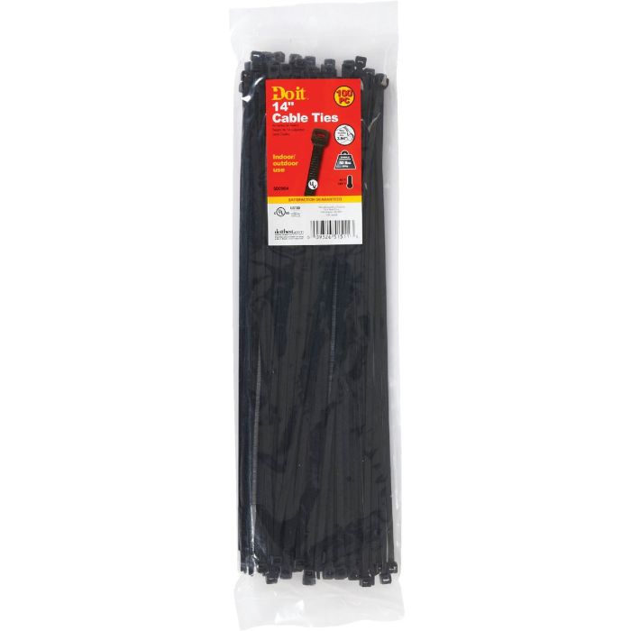 Do it 14 In. x 0.189 In. Black Molded Nylon Weather Resistant Cable Tie (100-Pack)