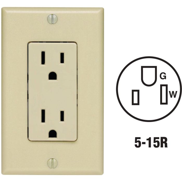 Grnd Outlet W Wallplate Ivory