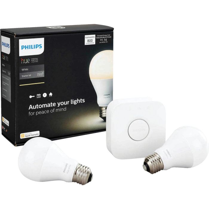 Philips Hue 2-Bulb 60W Equivalent Soft White A19 Medium Dimmable LED Light Bulb Starter Kit