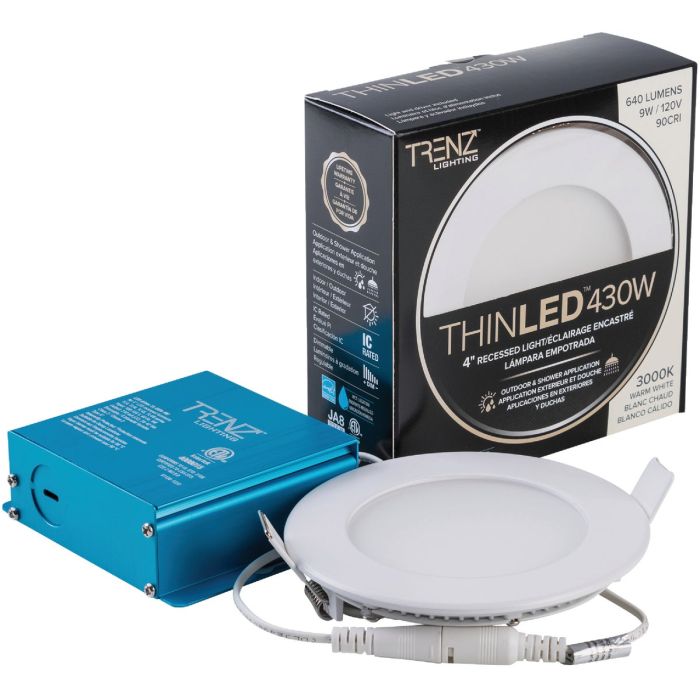 Liteline Trenz ThinLED 4 In. New Construction/Remodel IC Rated White 600 Lm. 3000K Recessed Light Kit