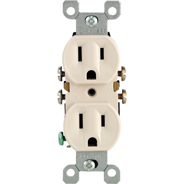 Leviton 15A Light Almond Shallow Grounded 5-15R Duplex Outlet (10-Pack)