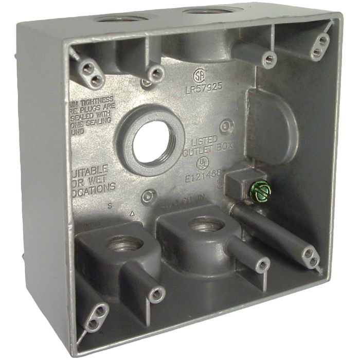2-gang 1/2" 5-outlet Metal Gray