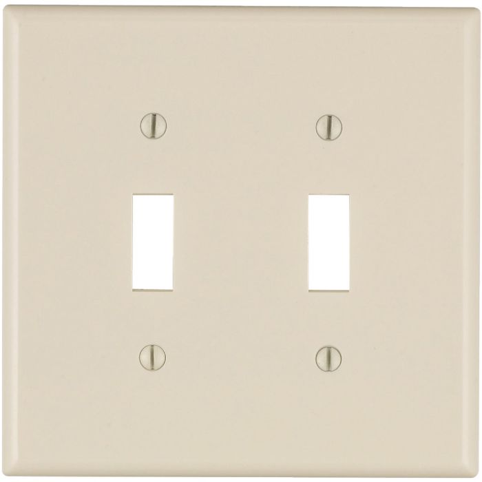Leviton 2-Gang Smooth Plastic Mid-Way Toggle Switch Wall Plate, Light Almond