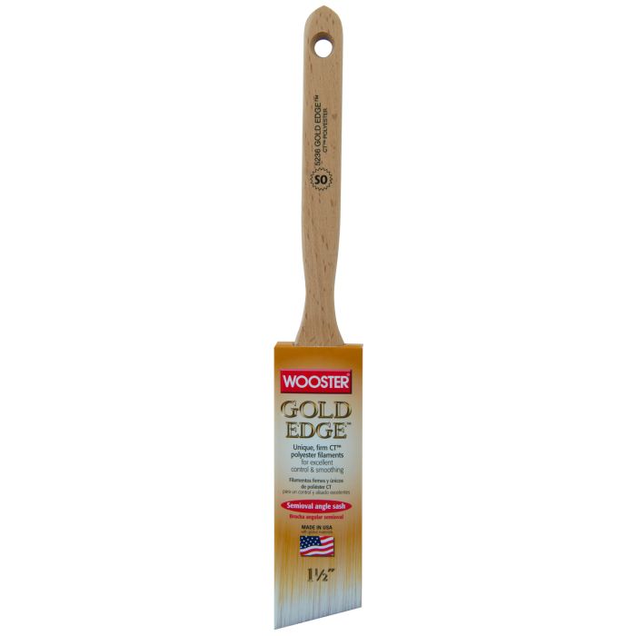 1-1/2" Wooster 5236 Gold Edge Semioval Angle Sash Paint Brush