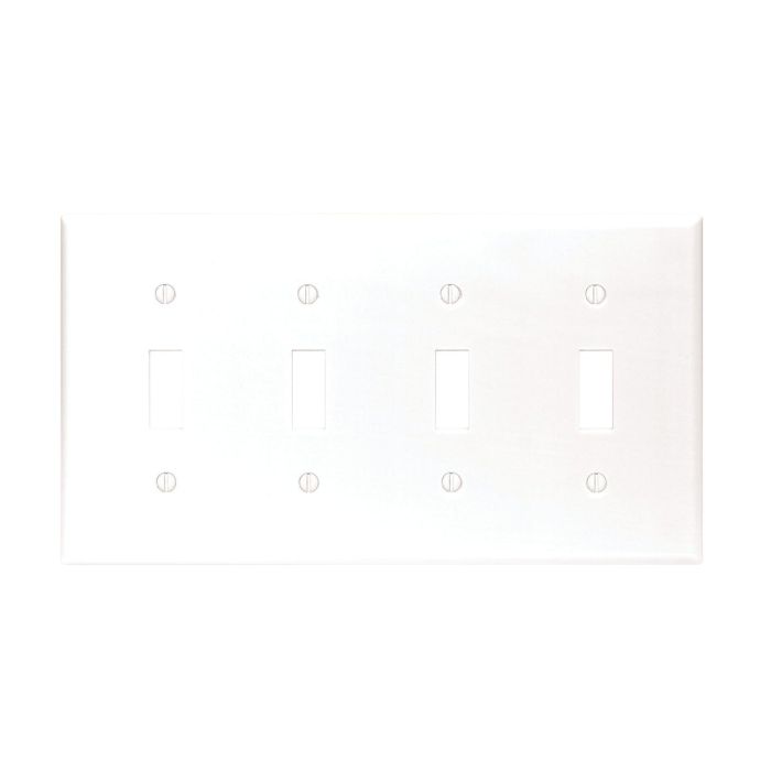 Leviton 4-Gang Plastic Toggle Switch Wall Plate, White