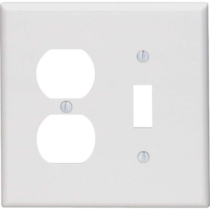 Leviton Mid-Way 2-Gang Thermoset Single Toggle/Duplex Outlet Wall Plate, White