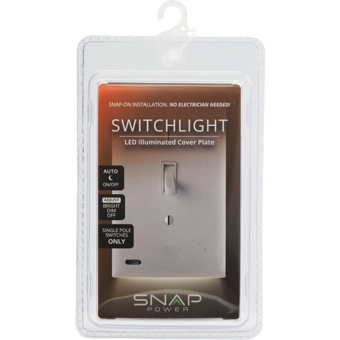 SnapPower SwitchLight 1-Gang Toggle Wall Plate, White