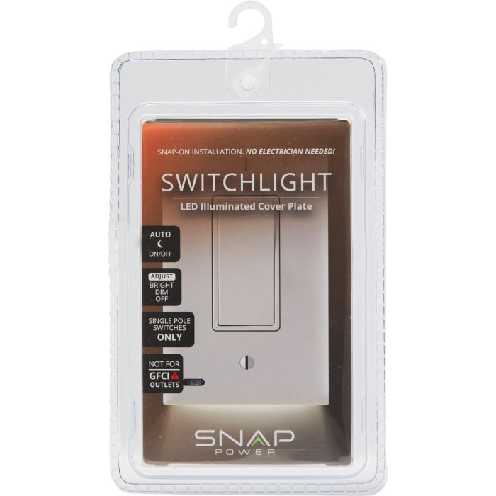 SnapPower SwitchLight 1-Gang Rocker Wall Plate, White