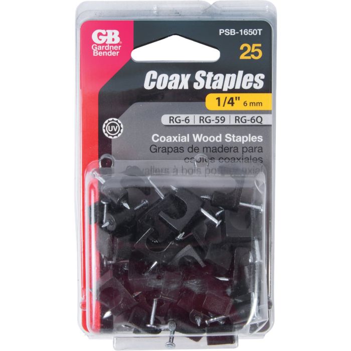 1/4" Black Coax Staples (25pk)