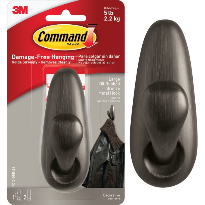 3M Command Large Oil Rubbed Bronze Metal Adhesive Hook