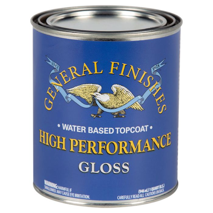 1 Qt General Finishes QTHG Clear High Performance Water-Based Topcoat, Gloss