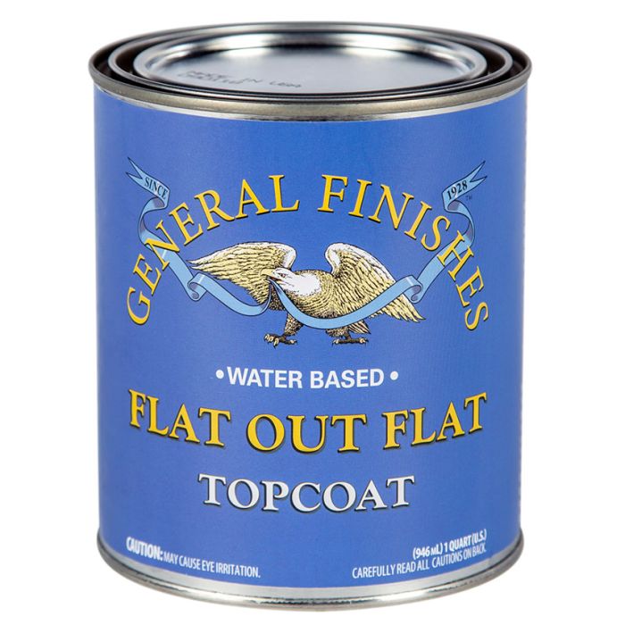 1 Qt General Finishes FQT Clear Flat Out Flat Water-Based Topcoat, Flat