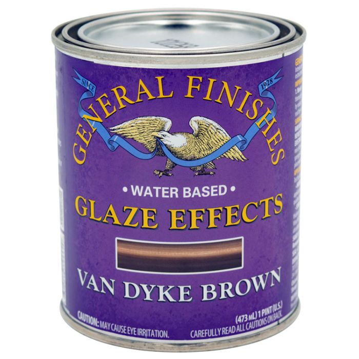 1 Pt General Finishes TVDB Van Dyke Brown Glaze Effects Water-Based Translucent Color