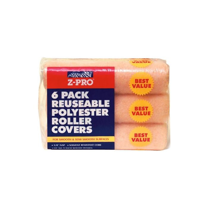 9" x 3/8" Nap Pro Solutions 34036 Polyester Roller Cover, 6-Pack