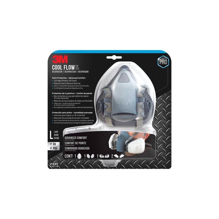 Large 3M 7513PA1-A Tekk Protection Cool Flow Professional Paint Respirator