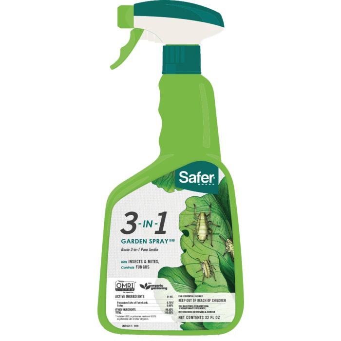 Safer Garden 3-In-1 24 Oz. Ready To Use Trigger Spray Insecticidal Soap with Fungicide Insect Killer