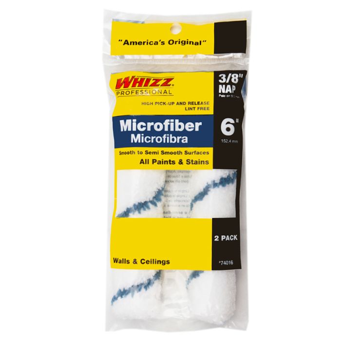 6" x 3/8" Nap Work Tools 74016 Whizz, Microfiber Microfiber Mini-Roller Cover 2-Pack