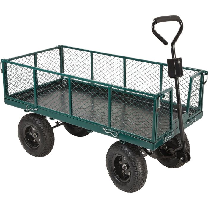 Green Steel Garden Cart W/Side