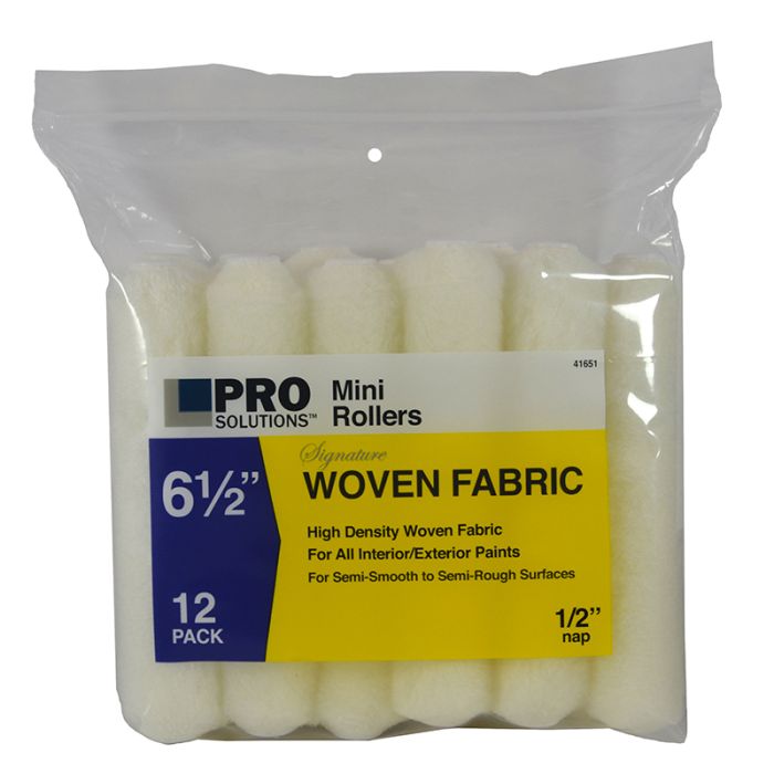 6-1/2" x 1/2" Nap Pro Solutions 41651 Signature, White Woven Mini-Roller Cover, 12-Pack