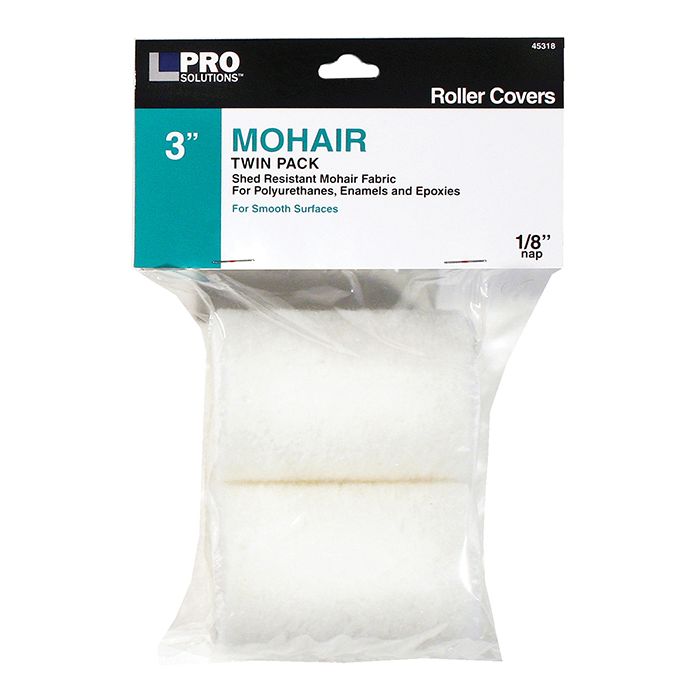 3" x 1/8" Nap Pro Solutions 45318 Mohair Roller Cover, 2-Pack