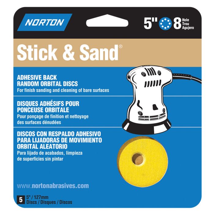 5" Norton 01811 Stick & Sand 8-Hole PSA Sanding Disc 150-Grit, 5-Pack