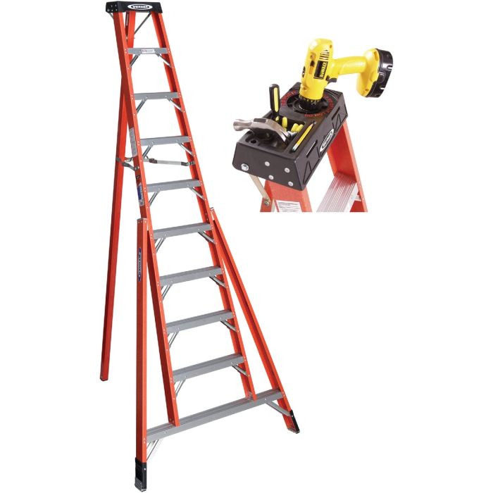 Werner 10 Ft. Fiberglass Tripod Step Ladder with 300 Lb. Load Capacity Type IA Ladder Rating