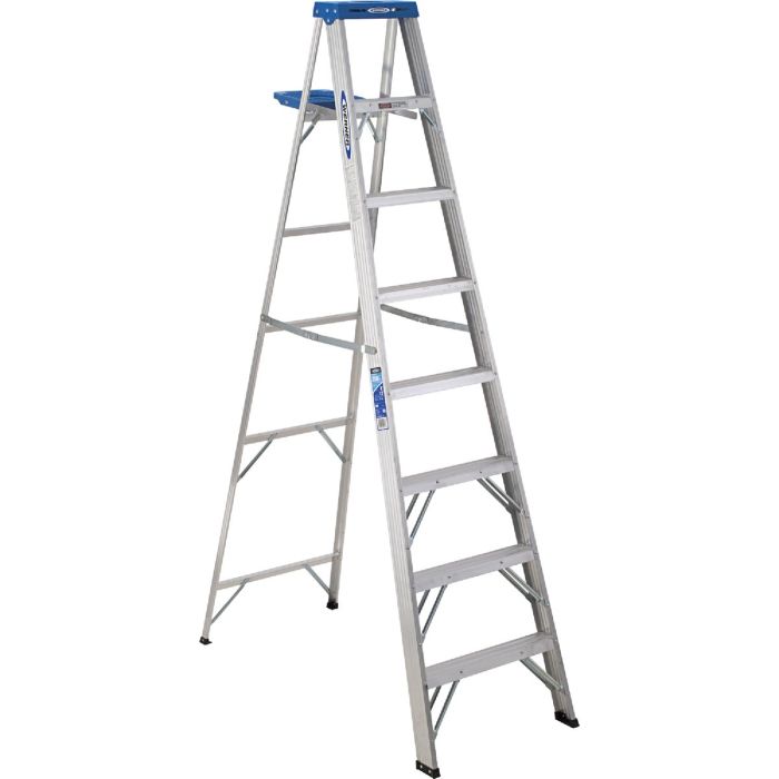 Werner 8 Ft. Aluminum Step Ladder with 250 Lb. Load Capacity Type I Ladder Rating