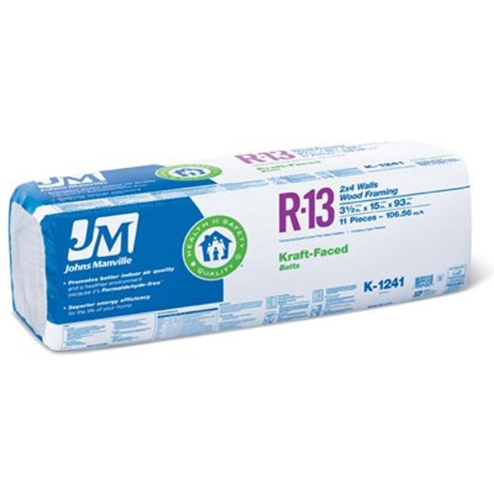 Image for R13 16" X 93" JOHNS MANVILLE ROLL KRAFT-FACED INSULATION 106.6 SF