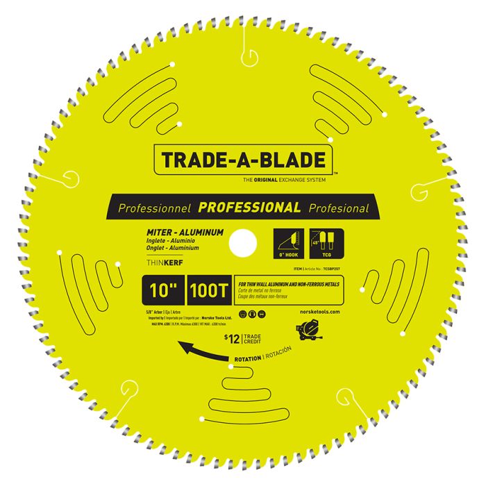 Image of Trade-A-Blade 10" X 100t Aluminum Miter Saw Blade