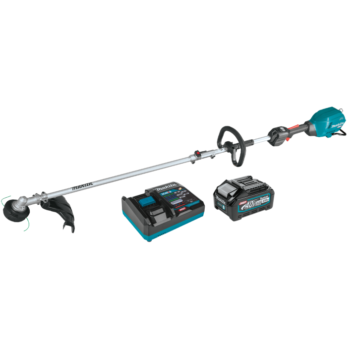 Image of Makita 40V max XGT® Brushless Cordless Couple Shaft Power Head Kit with one battery and 17" String Trimmer Attachment (4.0Ah)